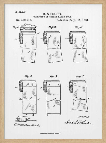 Toilet Paper Roll 2 Patent 1891 - Poster / Art Print