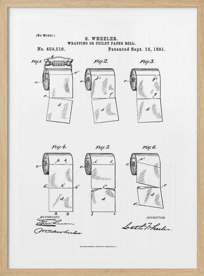 Toilet Paper Roll 2 Patent 1891 - Poster / Art Print