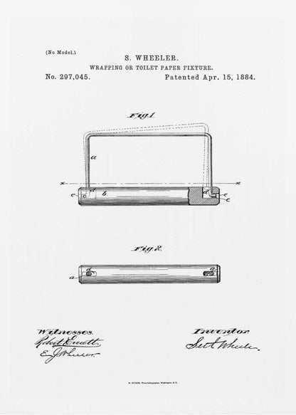 Toilet Paper Fixture Patent 1884 - Poster / Art Print