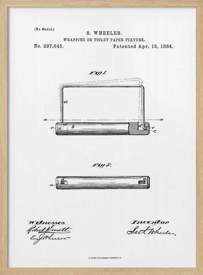Toilet Paper Fixture Patent 1884 - Poster / Art Print