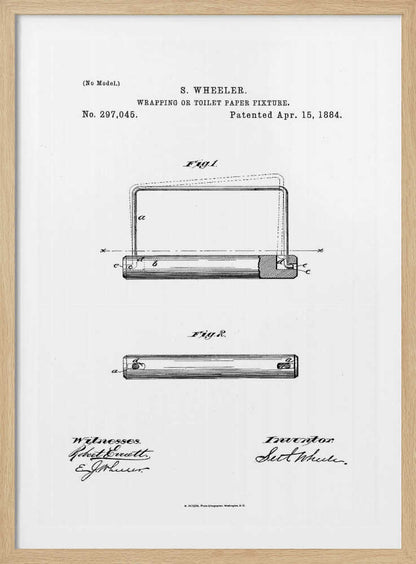 Toilet Paper Fixture Patent 1884 - Poster / Art Print