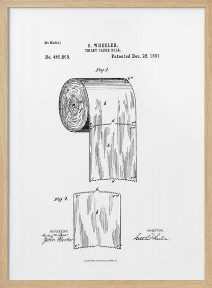 Toilet Paper Roll Patent 1891 - Poster / Art Print