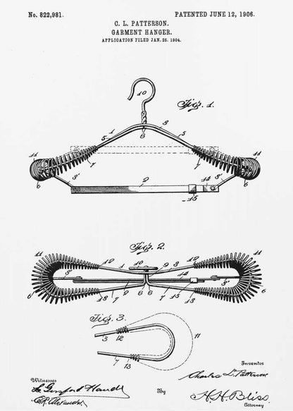 Garment Hanger Patent 1906 - Poster / Art Print