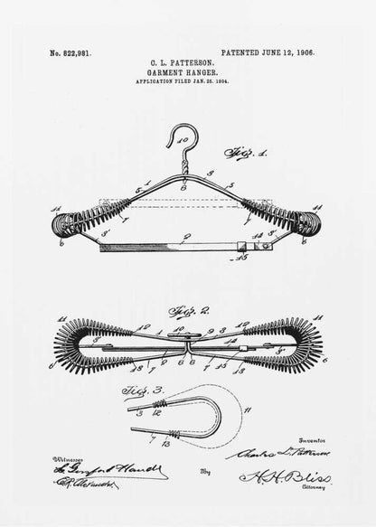 Garment Hanger Patent 1906 - Poster / Art Print