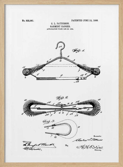 Garment Hanger Patent 1906 - Poster / Art Print