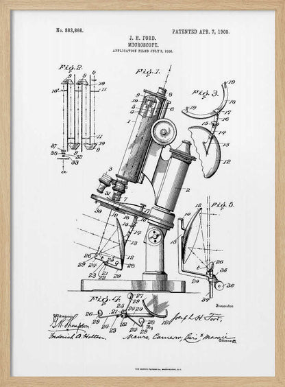 Microscope Patent 1908 - Poster / Art Print