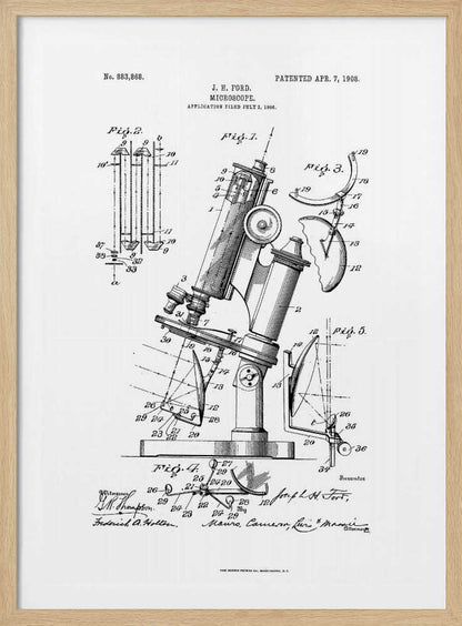Microscope Patent 1908 - Poster / Art Print
