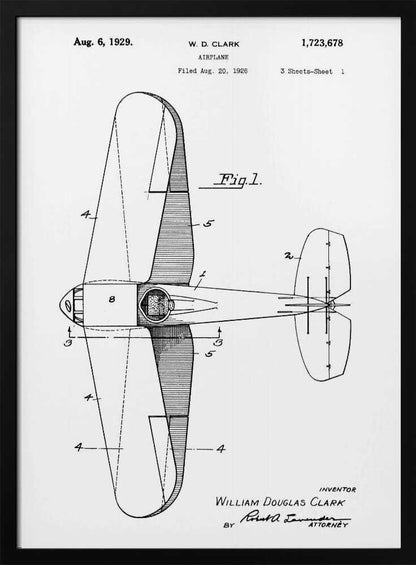 Airplane Patent 1929 - Poster / Art Print