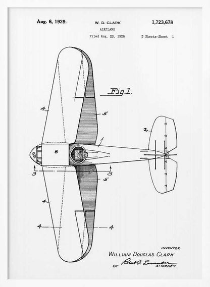 Airplane Patent 1929 - Poster / Art Print