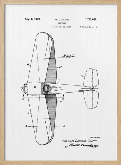 Airplane Patent 1929 - Poster / Art Print
