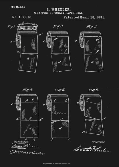 Toilet Paper Roll 2 Patent 1891 - Poster / Art Print