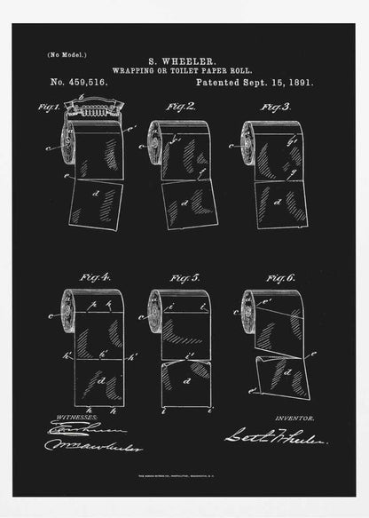 Toilet Paper Roll 2 Patent 1891 - Poster / Art Print
