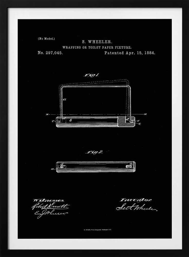 Toilet Paper Fixture Patent 1884 - Poster / Art Print
