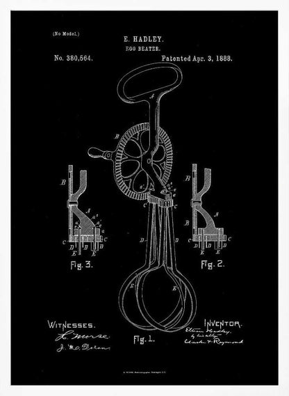 Egg Beater Patent 1888 - Poster / Art Print