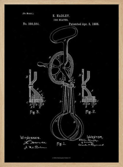Egg Beater Patent 1888 - Poster / Art Print
