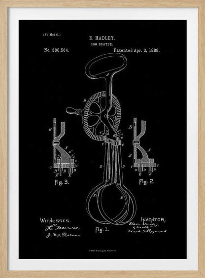 Egg Beater Patent 1888 - Poster / Art Print