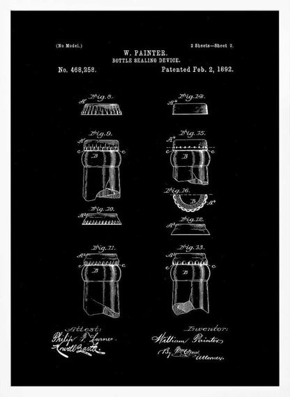 Bottle Sealing Device Patent 1892 - Poster / Art Print
