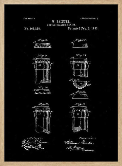 Bottle Sealing Device Patent 1892 - Poster / Art Print