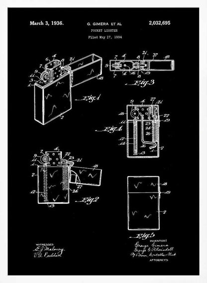 Pocket Lighter Patent 1934 - Poster / Art Print