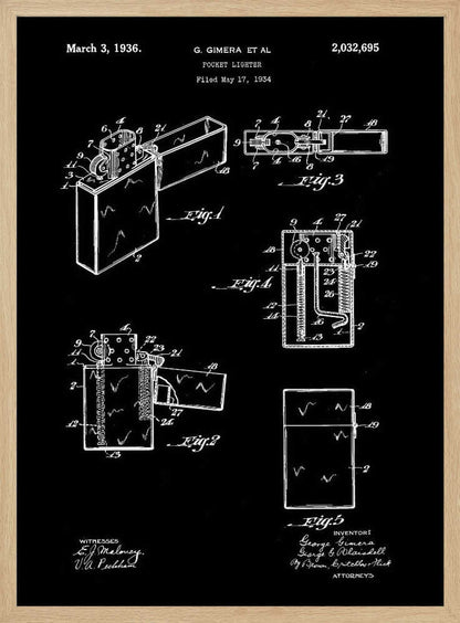 Pocket Lighter Patent 1934 - Poster / Art Print