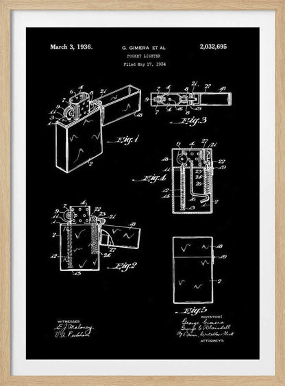 Pocket Lighter Patent 1934 - Poster / Art Print