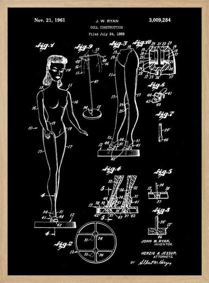 Doll Construction Patent 1961 - Poster / Art Print