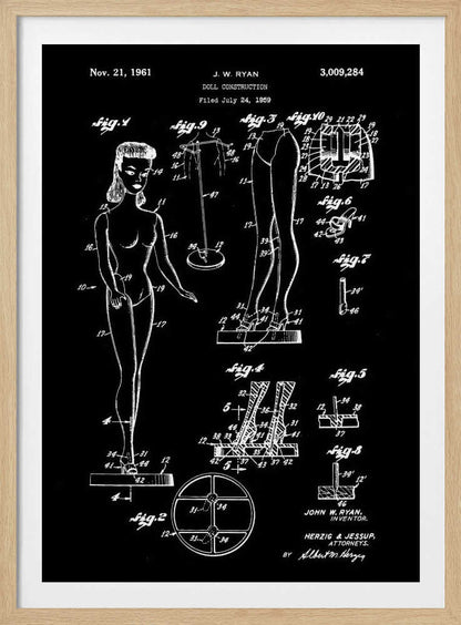 Doll Construction Patent 1961 - Poster / Art Print