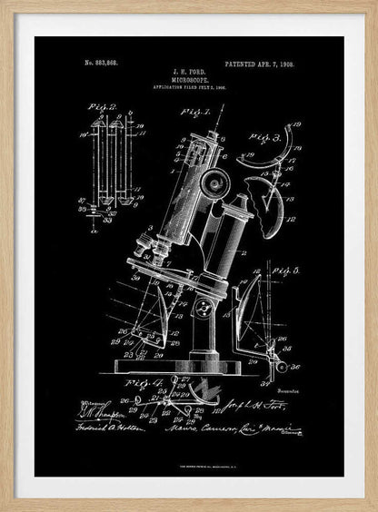 Microscope Patent 1908 - Poster / Art Print