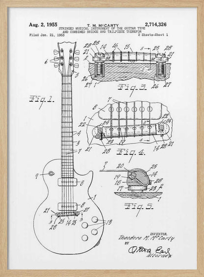 Electric Guitar Patent 1955 - Poster / Art Print