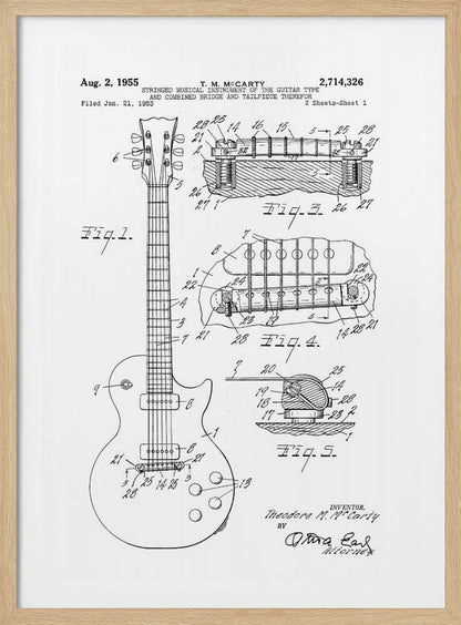 Electric Guitar Patent 1955 - Poster / Art Print