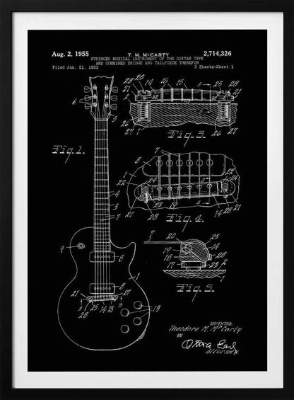 Electric Guitar Patent 1955 - Poster / Art Print