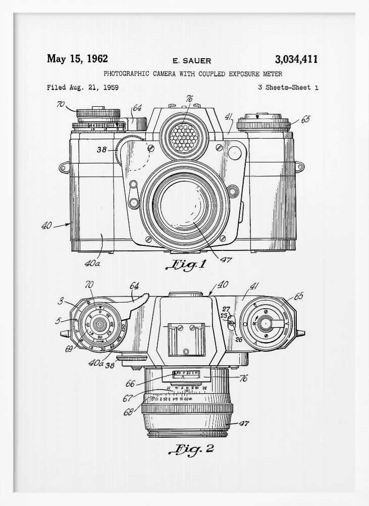 Camera Patent 1962 - Poster / Art Print