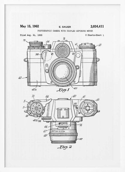 Camera Patent 1962 - Poster / Art Print