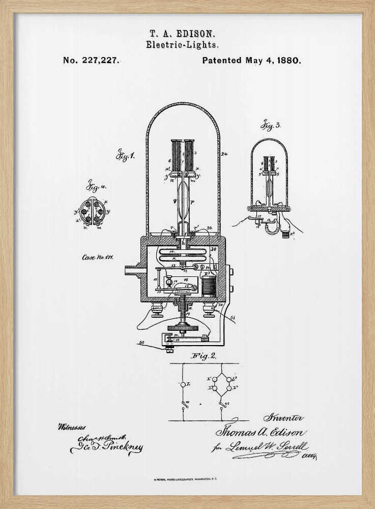Electric Lights Patent 1880 - Poster / Art Print
