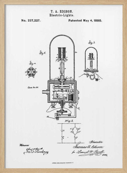 Electric Lights Patent 1880 - Poster / Art Print