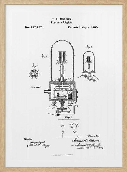 Electric Lights Patent 1880 - Poster / Art Print