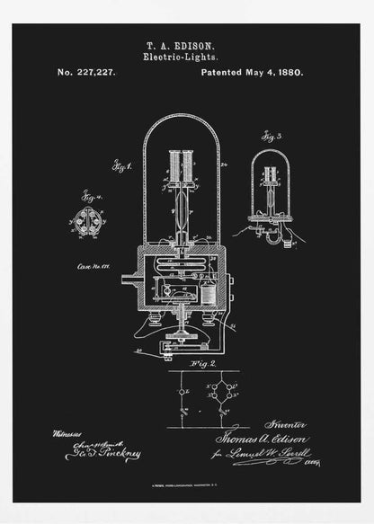 Electric Lights Patent 1880 - Poster / Art Print