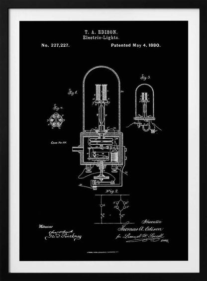 Electric Lights Patent 1880 - Poster / Art Print