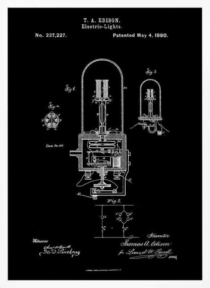 Electric Lights Patent 1880 - Poster / Art Print