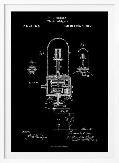Electric Lights Patent 1880 - Poster / Art Print