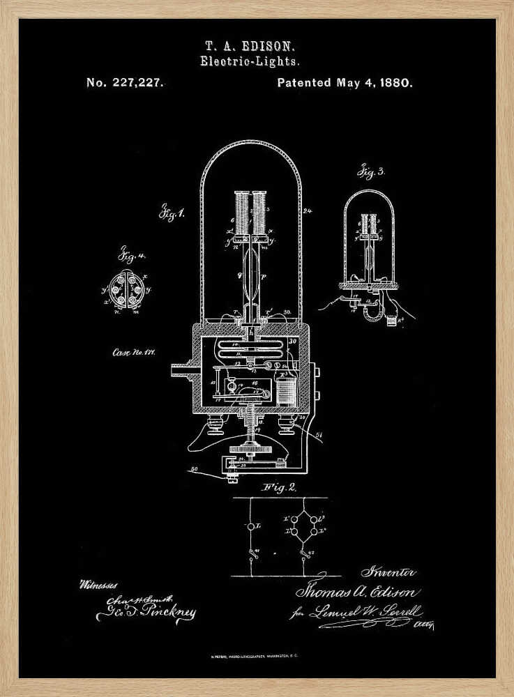 Electric Lights Patent 1880 - Poster / Art Print