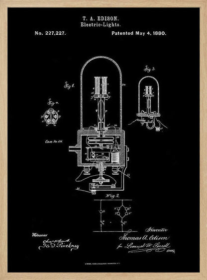 Electric Lights Patent 1880 - Poster / Art Print