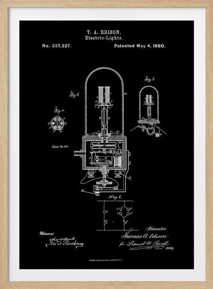 Electric Lights Patent 1880 - Poster / Art Print