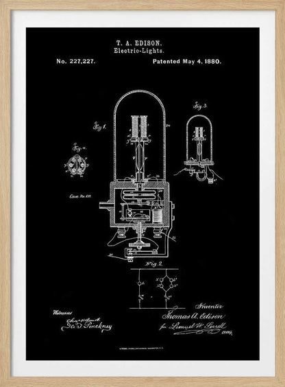 Electric Lights Patent 1880 - Poster / Art Print