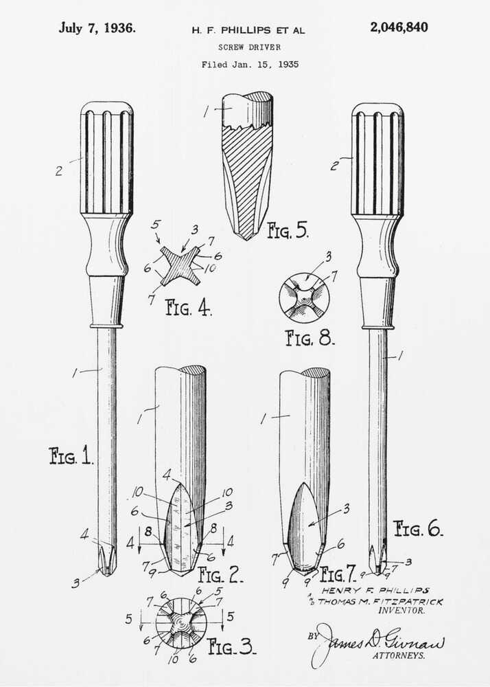 Screw Driver Patent 1935 - Poster / Art Print