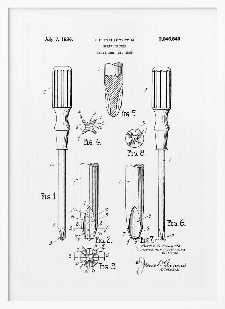 Screw Driver Patent 1935 - Poster / Art Print