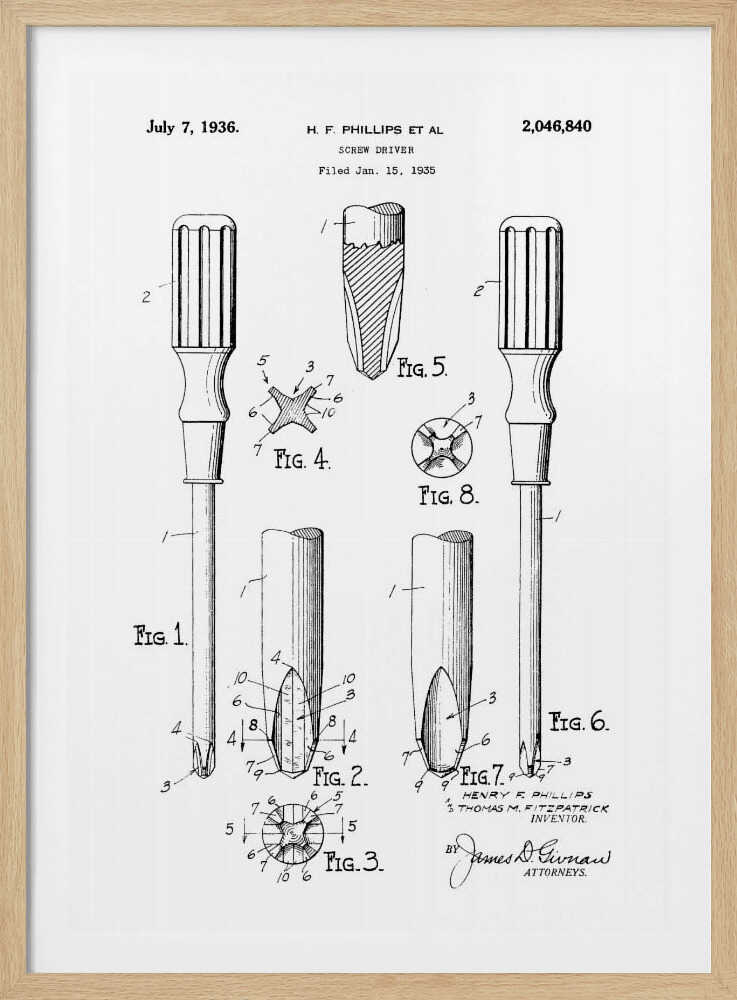 Screw Driver Patent 1935 - Poster / Art Print