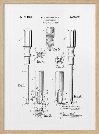 Screw Driver Patent 1935 - Poster / Art Print