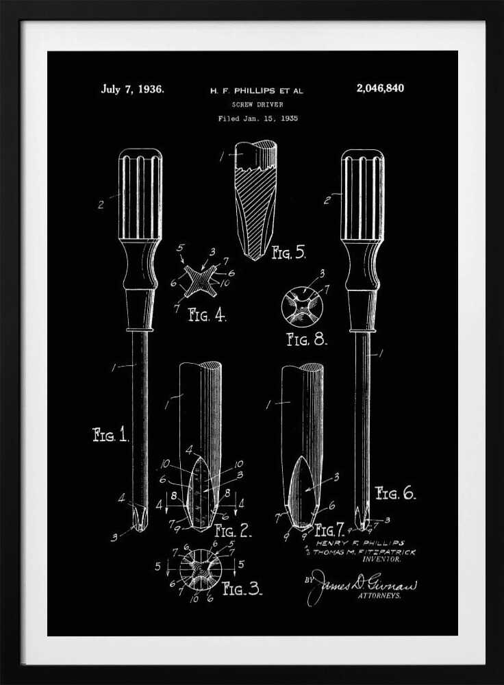 Screw Driver Patent 1935 - Poster / Art Print