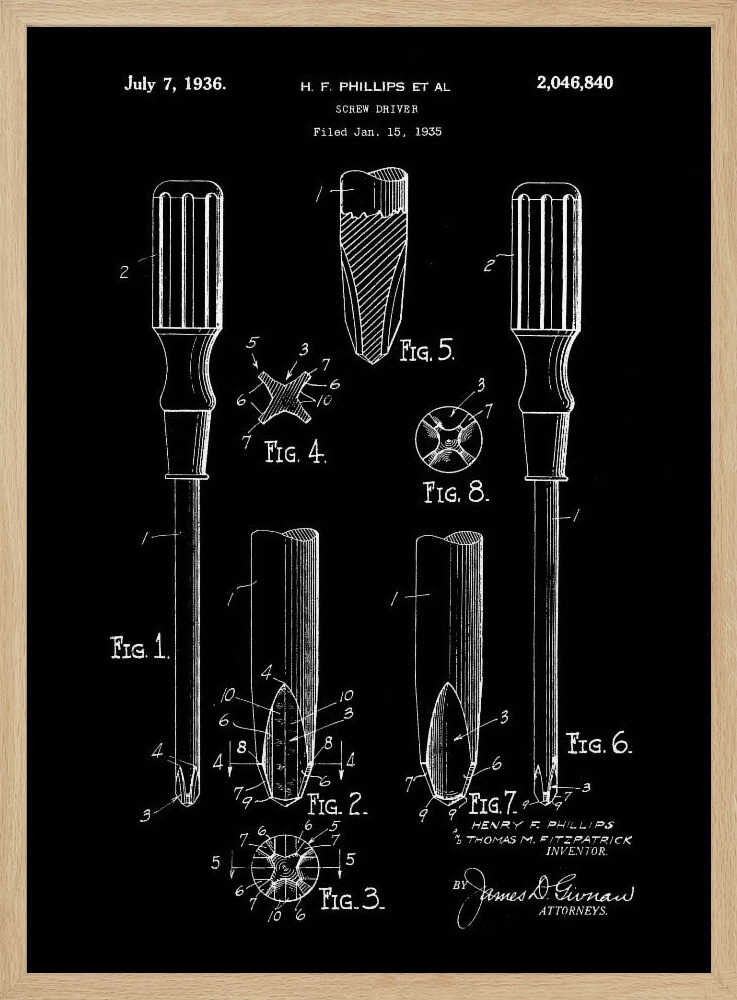 Screw Driver Patent 1935 - Poster / Art Print